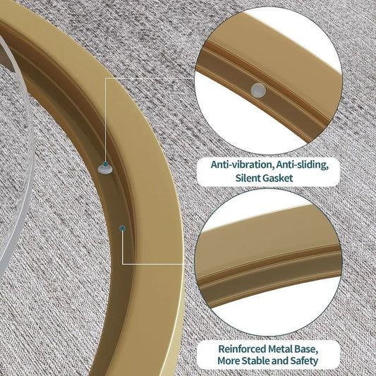 Small Glass Coffee Table Round Gold Coffee Table for Small Modern Table with Gold Frame for Living